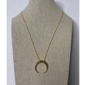 Gorjana Cayne Crescent Pendant Necklace 18K Gold Plate Boho Jewelery 26"